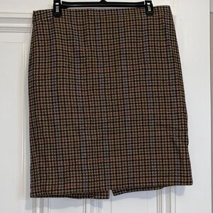 J. Crew Black and Brown Houndstooth Pencil Skirt
